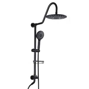 Boyel Living Exposed Pipe Complete Shower System 1-Spray Patterns with 2.5 GPM 8 in. Wall Mount Dual Shower Heads in Matte Black