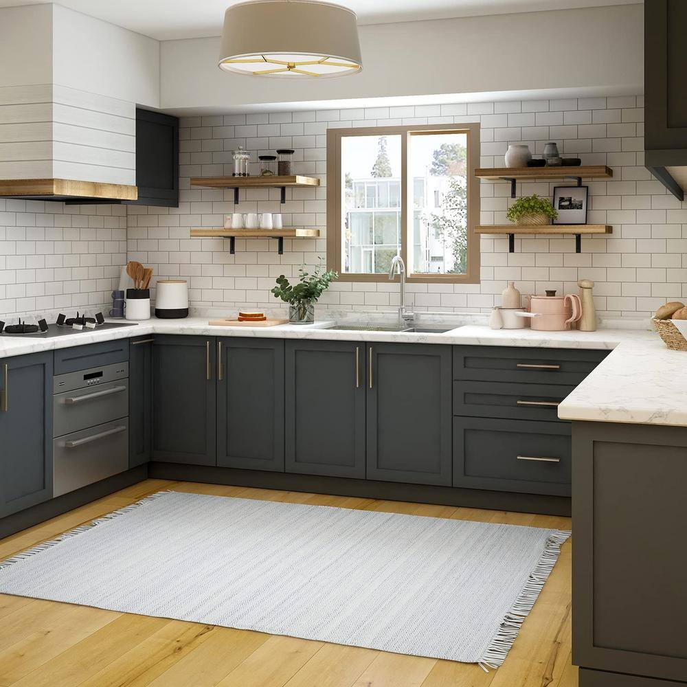 Shelf brackets installed in a kitchen setting.