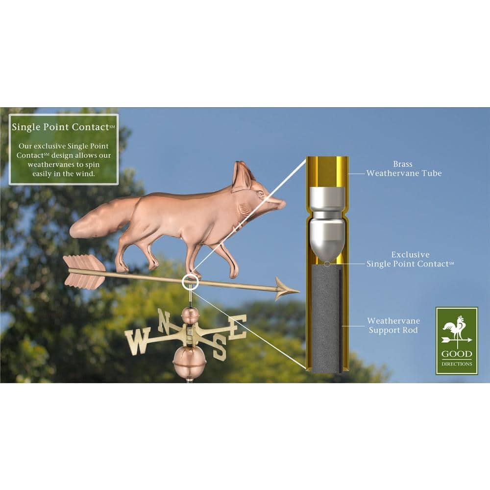 Copper Fox Weathervane with Brass Directionals