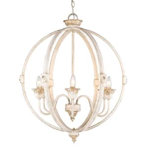 Jules Collection 6-Light Antique Ivory Chandelier