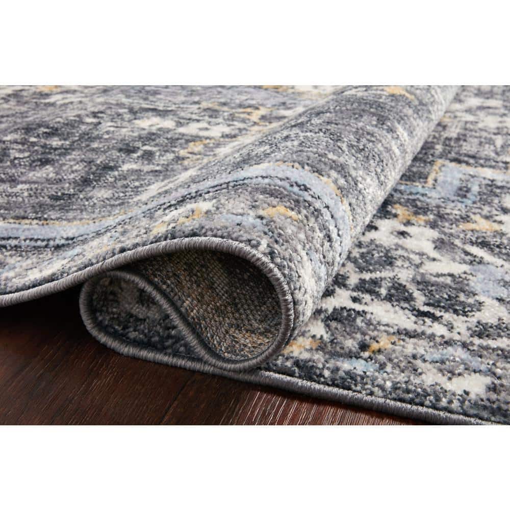 Charcoal Gold Opulence 85"x120" Synthetic Area Rug