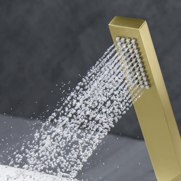 Cube 1-Spray Wall Mount Handheld Shower Head 1.75 GPM in Brushed Gold