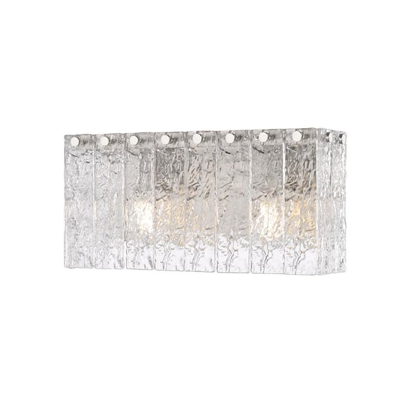Glacier 15 in. 2 Light Brushed Nickel Vanity Light with Clear Glass Shades