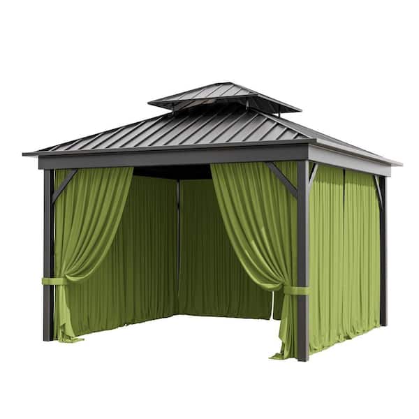 Kimunuk 10 ft. x 10 ft. Universal Outdoor Privacy Curtains, Gazebo Replacement with Zipper Grass Green (4-Side Curtain Only)
