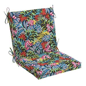 19 in. x 20 in. Rectangular Outdoor Mid Back Dining Chair Cushion in Siesta Leaf