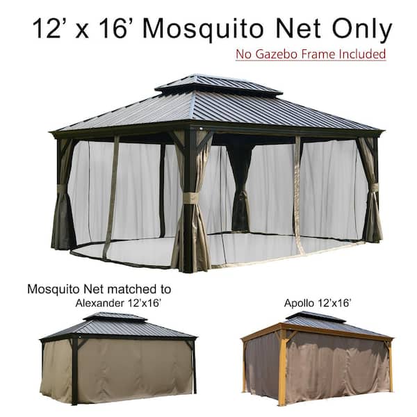 KOZYARD Alexander Aluminum Hardtop Gazebo 12'x16' Net Set
