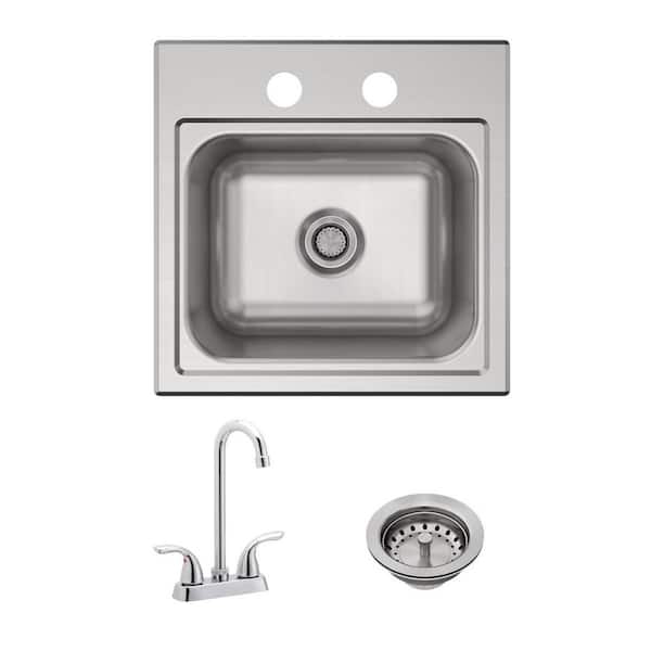 Elkay Parkway 20-Gauge Stainless Steel 15 in. Single Bowl Drop-In Kitchen Sink with Faucet