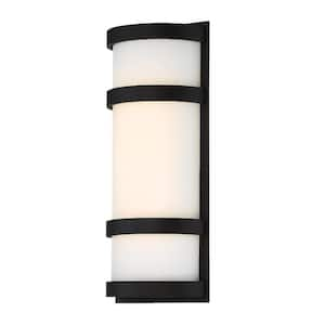 Latitude 14 in. Black Integrated LED Outdoor Wall Sconce, 3000K