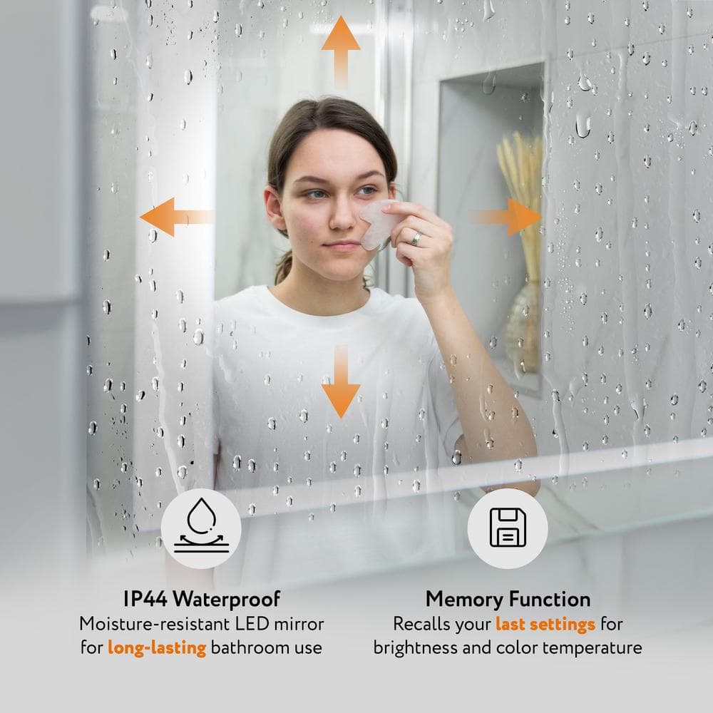 40" x 28" Frameless LED Bathroom Vanity Mirror with Anti-Fog