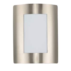 View 8 in. W 1-Light Stainless Steel Outdoor Wall Lantern Sconce