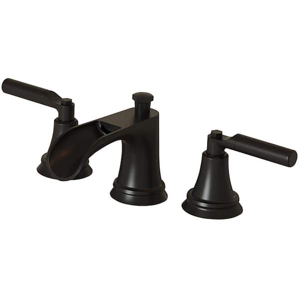 Unbranded 8 in. Widespread 2-Handle Bathroom Faucet with Pop-Up Drain Assembly in Matte Black