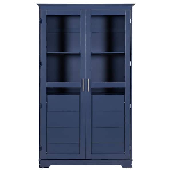 71.1 in. H Freestanding Wood Kitchen Pantry Cabinet with 8 Door Shelves, 3 Shelves, 7 Drawers and 8 Wine Racks in Gray