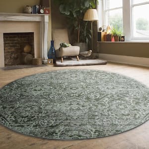 Green 8 ft. Round Livigno 1244 Transitional Abstract Area Rug