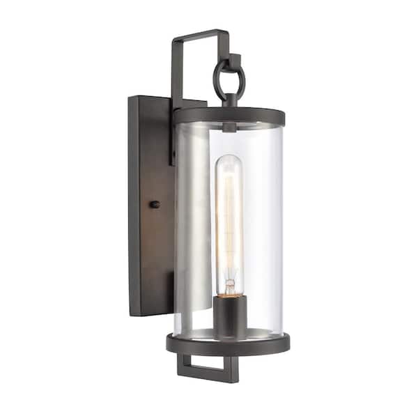 Titan Lighting Imus Charcoal Black Outdoor Hardwired Wall Sconce with No Bulbs Included