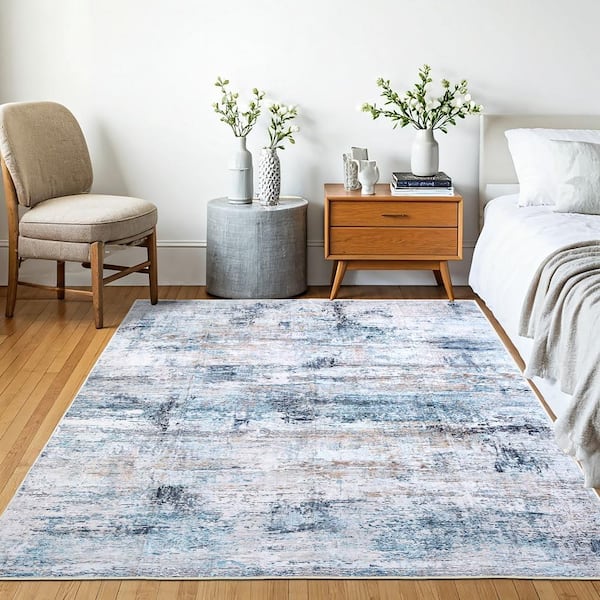 Machine Washable Coastal Drift 3 ft. x 5 ft. Paisley Kitchen/Bedroom/Living Room Indoor Area Rug