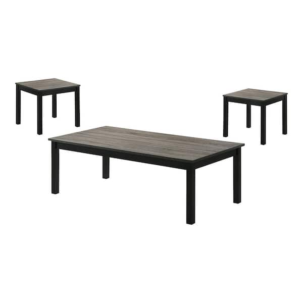 Furniture of America Linel 3-Piece 47.5 in. Gray Rectangle Wood Top Coffee Table Set