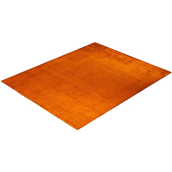 Overdyed Orange 9 ft. 3 in. x 11 ft. 6 in. Wool Indoor Area Rug
