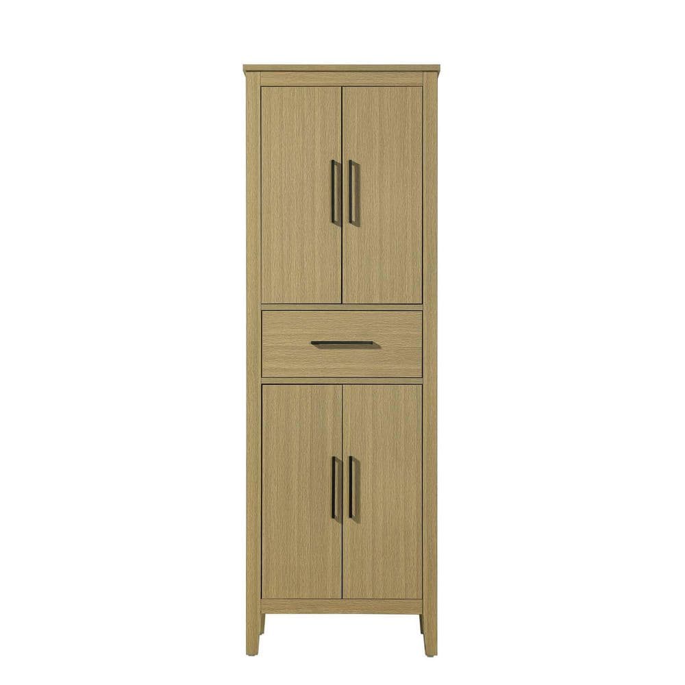 24 in. W x 18 in. D x 72 in. H Honey Brown Freestanding Linen Cabinet