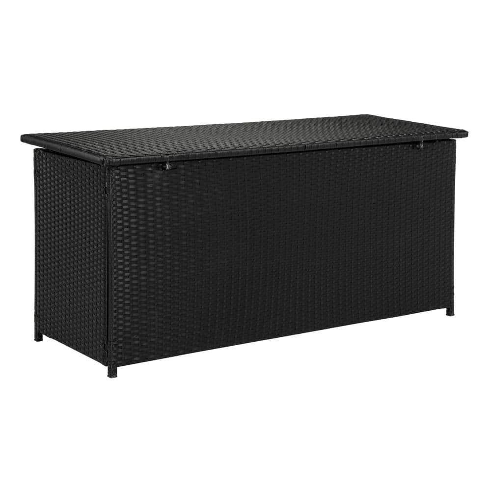 Cosima 53 Inch Black PE Rattan Outdoor Storage Box