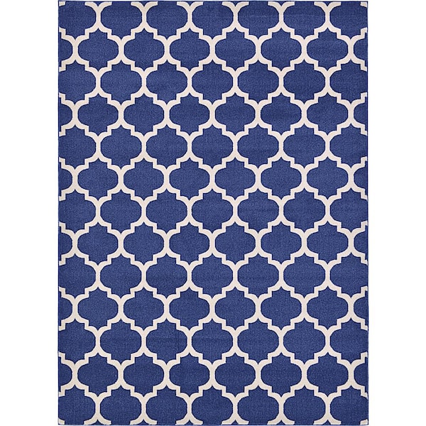 Unique Loom Trellis Philadelphia Navy Blue/Beige 8' 0 x 11' 0 Area Rug