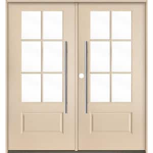 UINTAH Faux Pivot 72 in. x 80 in. 6Lite Right-Active/Inswing Clear Glass Unfinished Double Fiberglass Prehung Front Door