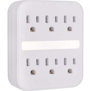Grounded 6-Outlet Wall Tap Adapter Surge Protector with Night Light