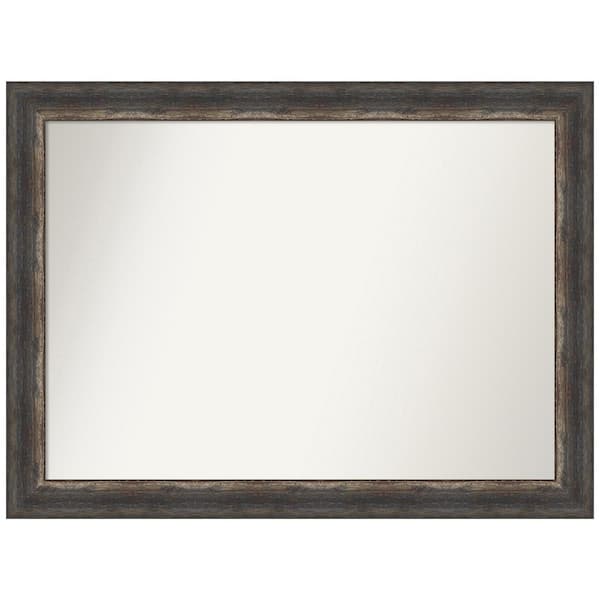 Amanti Art Bark Rustic Char 43 in. W x 32 in. H Non-Beveled Bathroom Wall Mirror in Black