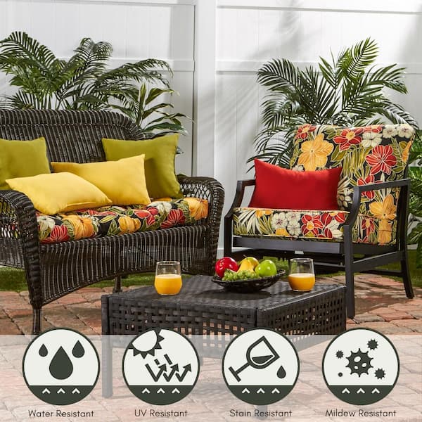 Greendale Home Fashions Deep Seat Cushion Set Aloha Black