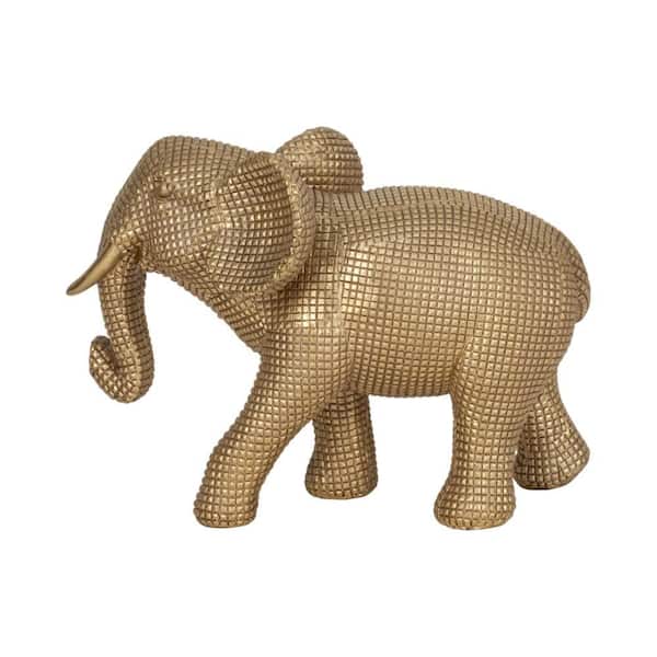 Liv & Skye Gold 8 in. Resin Elephant Figurine