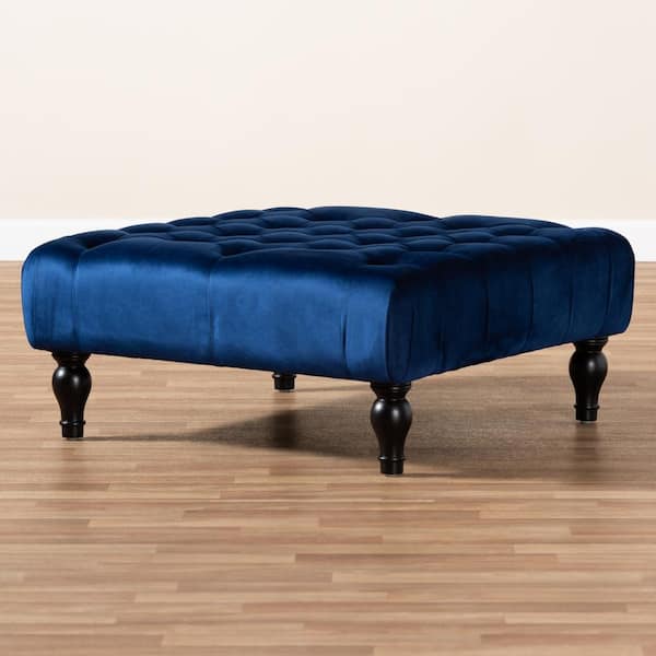 Baxton Studio Keswick Royal Blue Ottoman 151 9359 HD The Home Depot