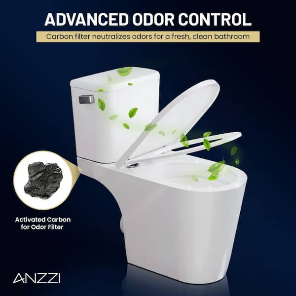 ANZZI 2-Piece Elongated Toilet in White with Soft-Close Lid, 1.6