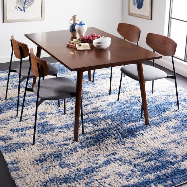 Berber 10 ft. x 14 ft. Beige/Blue Abstract Area Rug