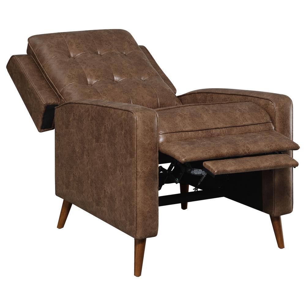 Davidson Brown Microfiber Transitional Recliner with Wood Legs