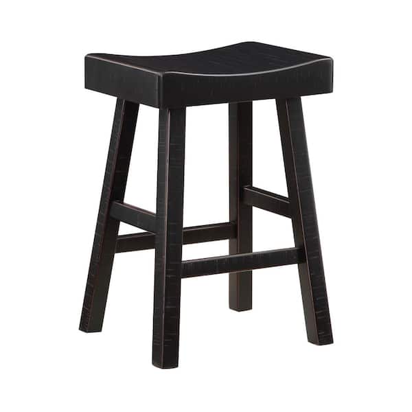 24.5 in. Black Backless Wood Bar Stool (Set of 2)