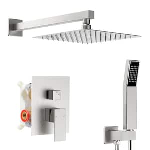 Single Handle 2 -Spray Shower Faucet 2.5 GPM 10 in. with Pressure Balance, Anti Scald in Brushed Nickel