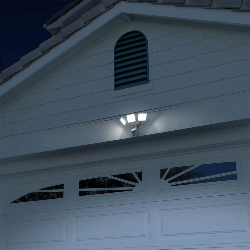 White Triple-Head LED Motion Sensor Security Floodlight
