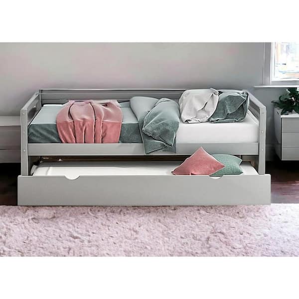 HomeRoots Gray Composite Frame Twin Panel Bed