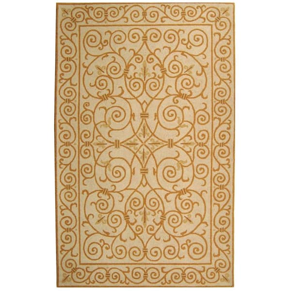 SAFAVIEH Chelsea Ivory/Gold 8 ft. x 10 ft. Interlaced Floral Border Area Rug