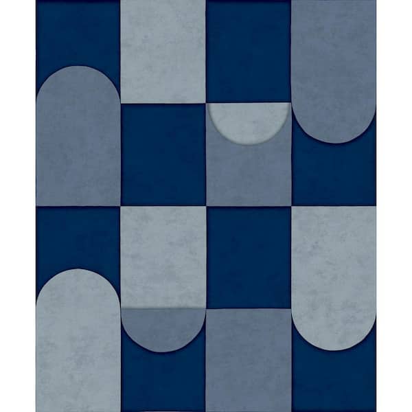 Walls Republic Blue & Petrol 3D Patchwork Print Non-Woven Paper Paste the Wall Textured Wallpaper 57sqft