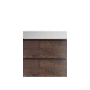Alice 24.00 in. W x 18.10 in. D x 25.20 in. H Floating Bath Vanity in Brown Wood with White Top
