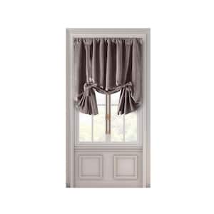 Premium Velvet Mauve Solid 50 in. W x 63 in. L Rod Pocket With Back Tab Room Darkening Curtain Tie-Up Panel