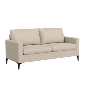 Alamay 75.5 in. Square Arm Polyester Casual Rectangle Sofa in Beige