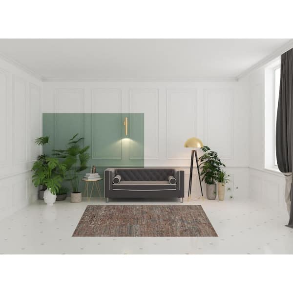 5 ft. x 8 ft. Blue and Red Abstract Area Rug