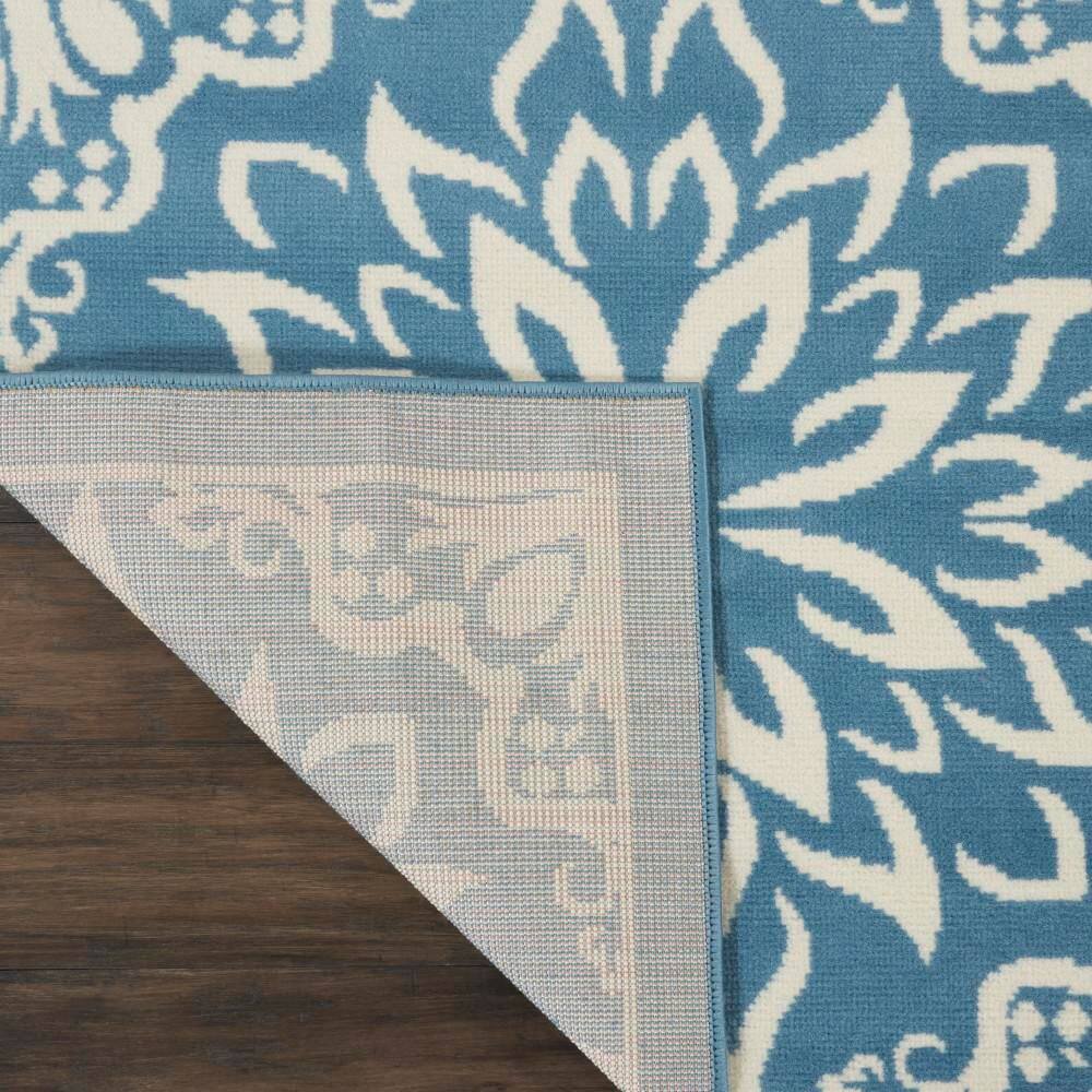 Elegant Ivory & Blue Floral Viscose 7'10" x 9'10" Area Rug