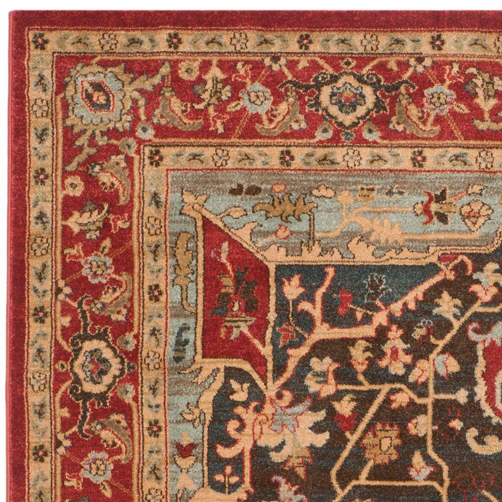 Elegant Red Synthetic 6'7" x 9'2" Hand-Knotted Area Rug