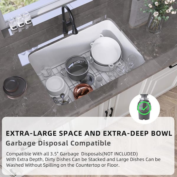 NTQ 27 in. Drop In Sink White Single Bowl Kitchen Sink
