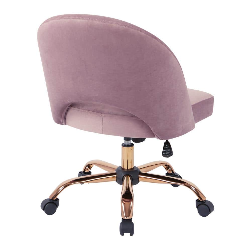 Mauve Leather and Metal 29" Swivel Accent Chair