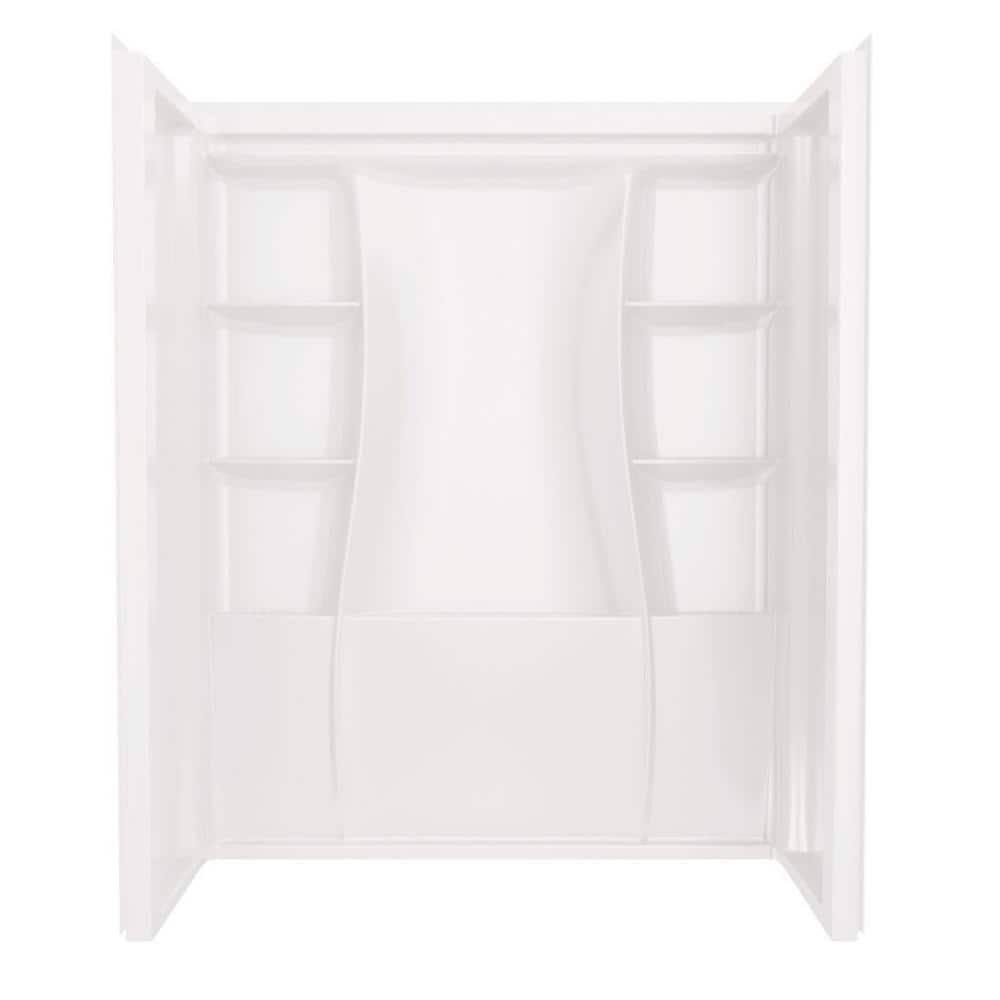 Delta Classic 500 60 in. W x 73.25 in. H x 32 in. D 3-Piece Direct-to-Stud Alcove Shower Surrounds in High Gloss White -  B12205-6032-WH
