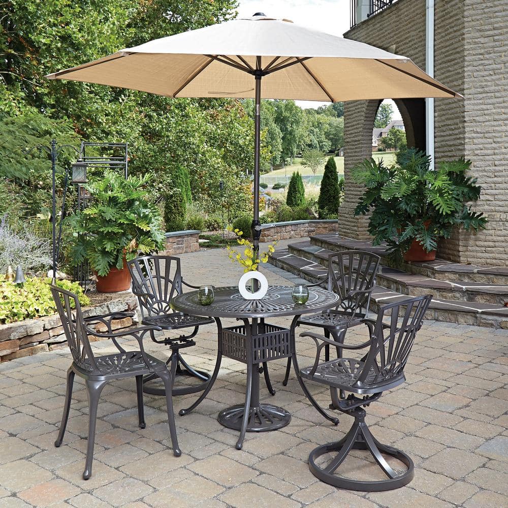 Grenada 42" Khaki Gray Cast Aluminum Outdoor Dining Table