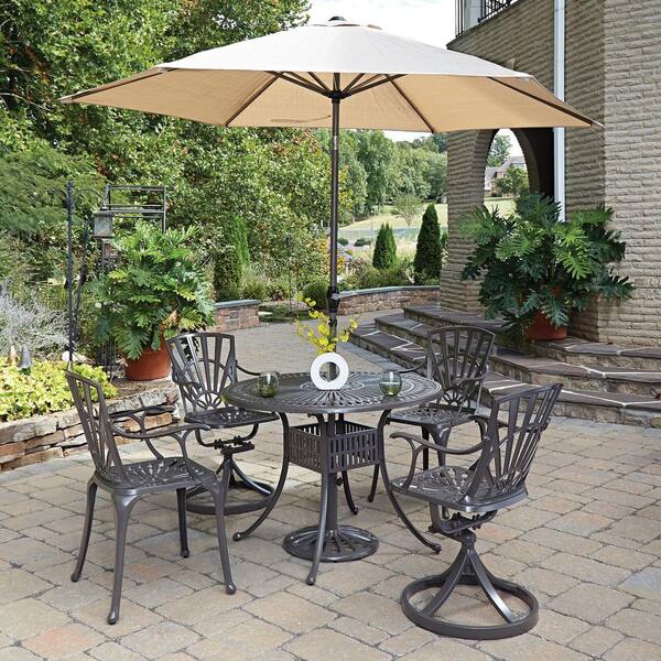 HOMESTYLES Capri Charcoal Gray Oval Cast Aluminum Outdoor Dining